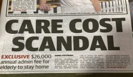 The Advertiser Newspaper, Adelaide 20 January 2022 -'Aged Care Cost Scandal' headline